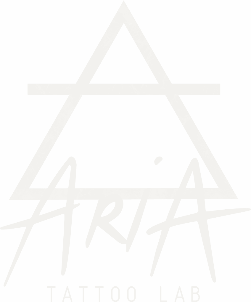 Aria Tattoo Lab logo — a marble triangle above the word ARIA in script and 'Tattoo Lab'.