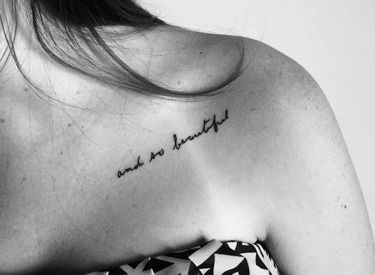 Micro-script lettering on collarbone